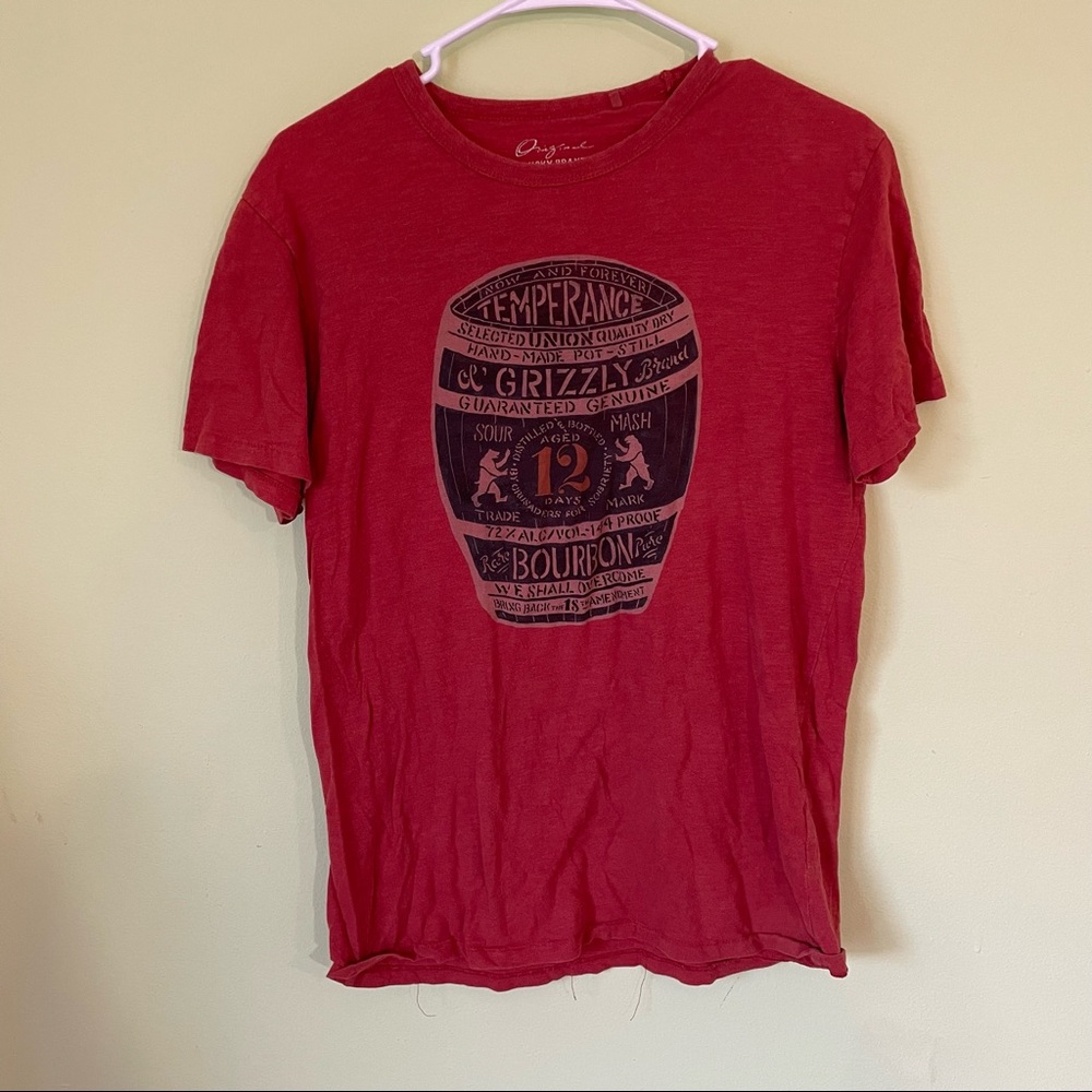 LUCKY BRAND RUST ORANGE BOURBON GRAPHIC T SHIRT MENS SIZE SMALL